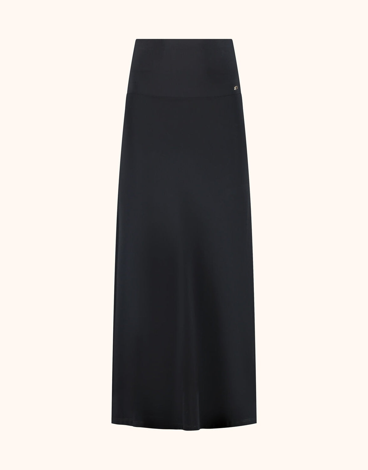 Packshot of the Tropez Black dress in jersey lycra with a wide band at the top.