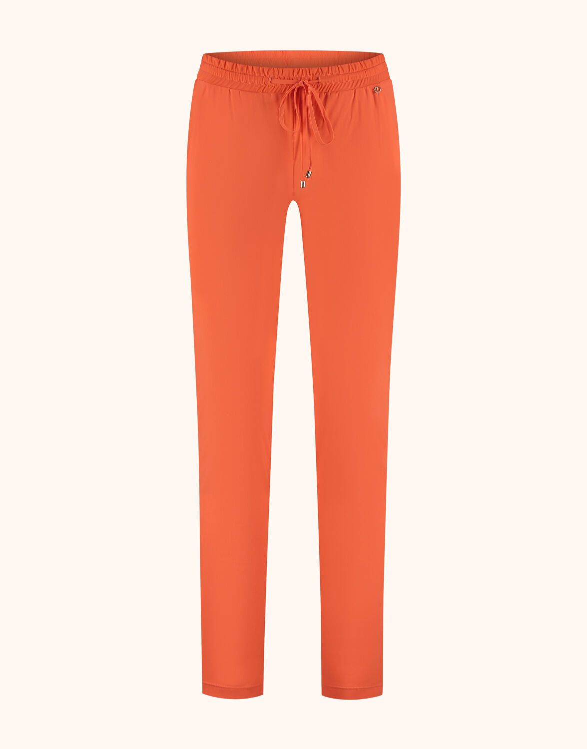 Packshot of the Valencia Soft Orange trousers in jersey lycra with a drawstring waist.