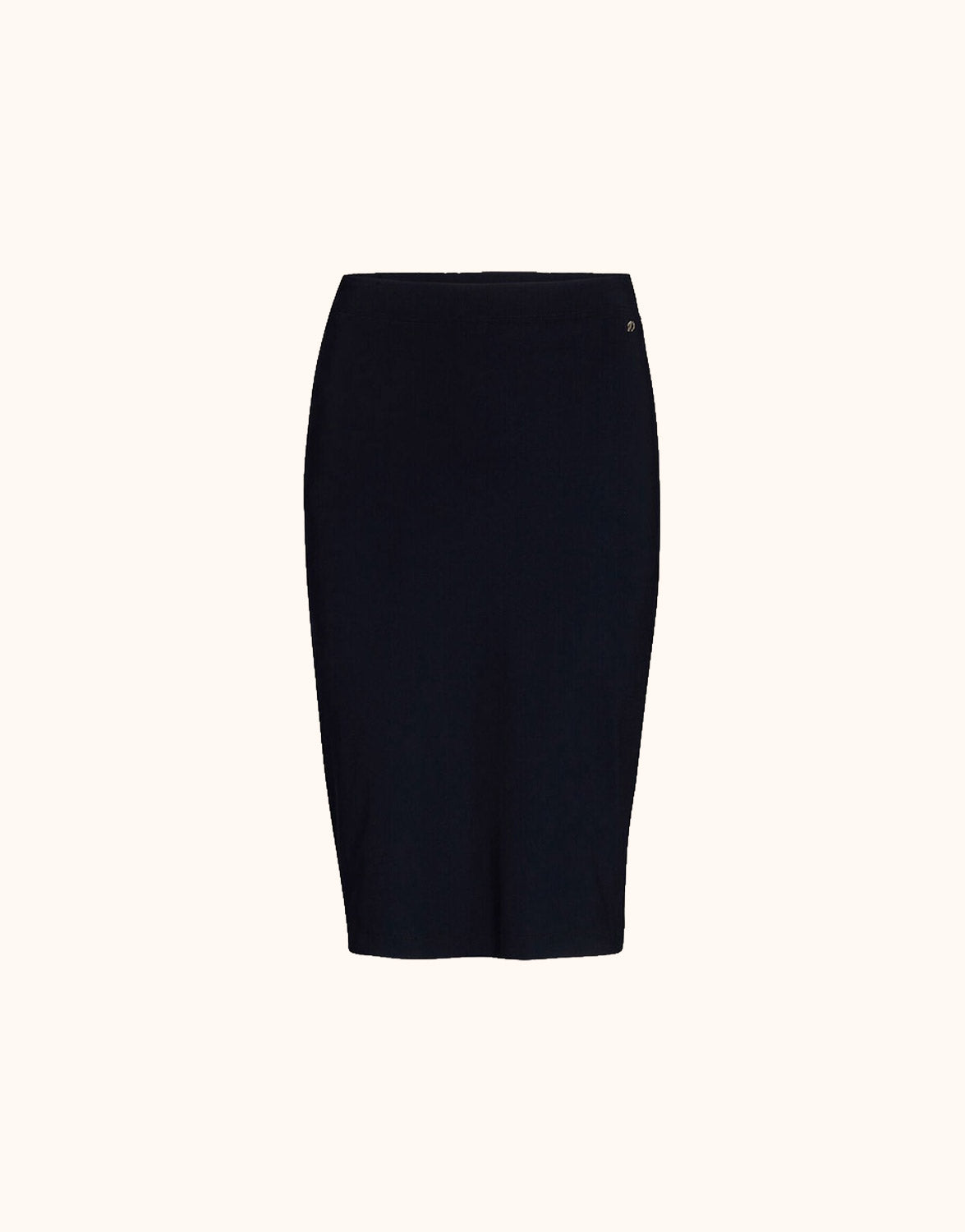 Packshot of the Dana Black skirt in jersey lycra, a knee-length pencil skirt.