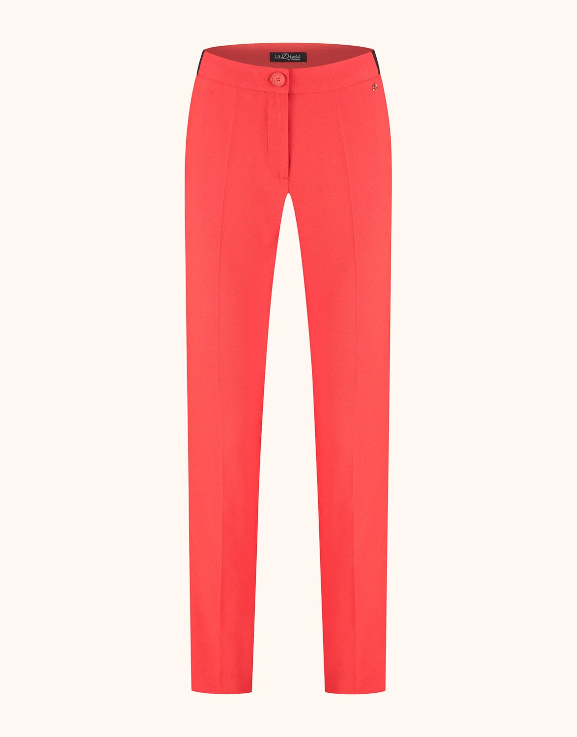 Packshot of the Seoul Hibiscus trousers in crepe satin with a tapered leg.