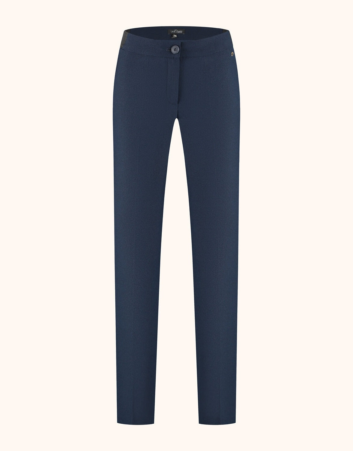 Packshot of the Seoul Midnight Blue trousers in crepe satin with a tapered leg.