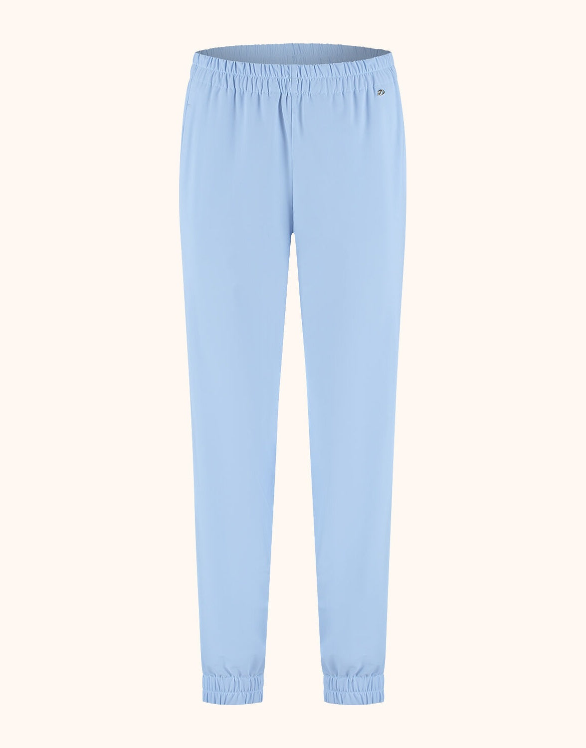 Packshot of the Palermo Sky Blue trousers in jersey lycra with elasticated cuffs.