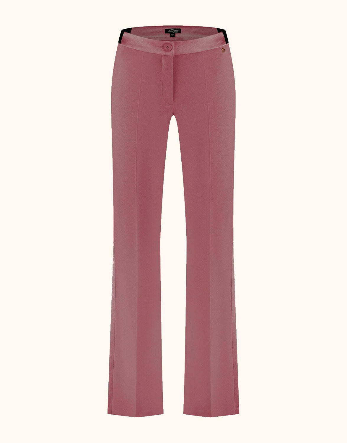 Packshot of the Palma Dusty Pink trousers in crepe satin with a satin waistband.