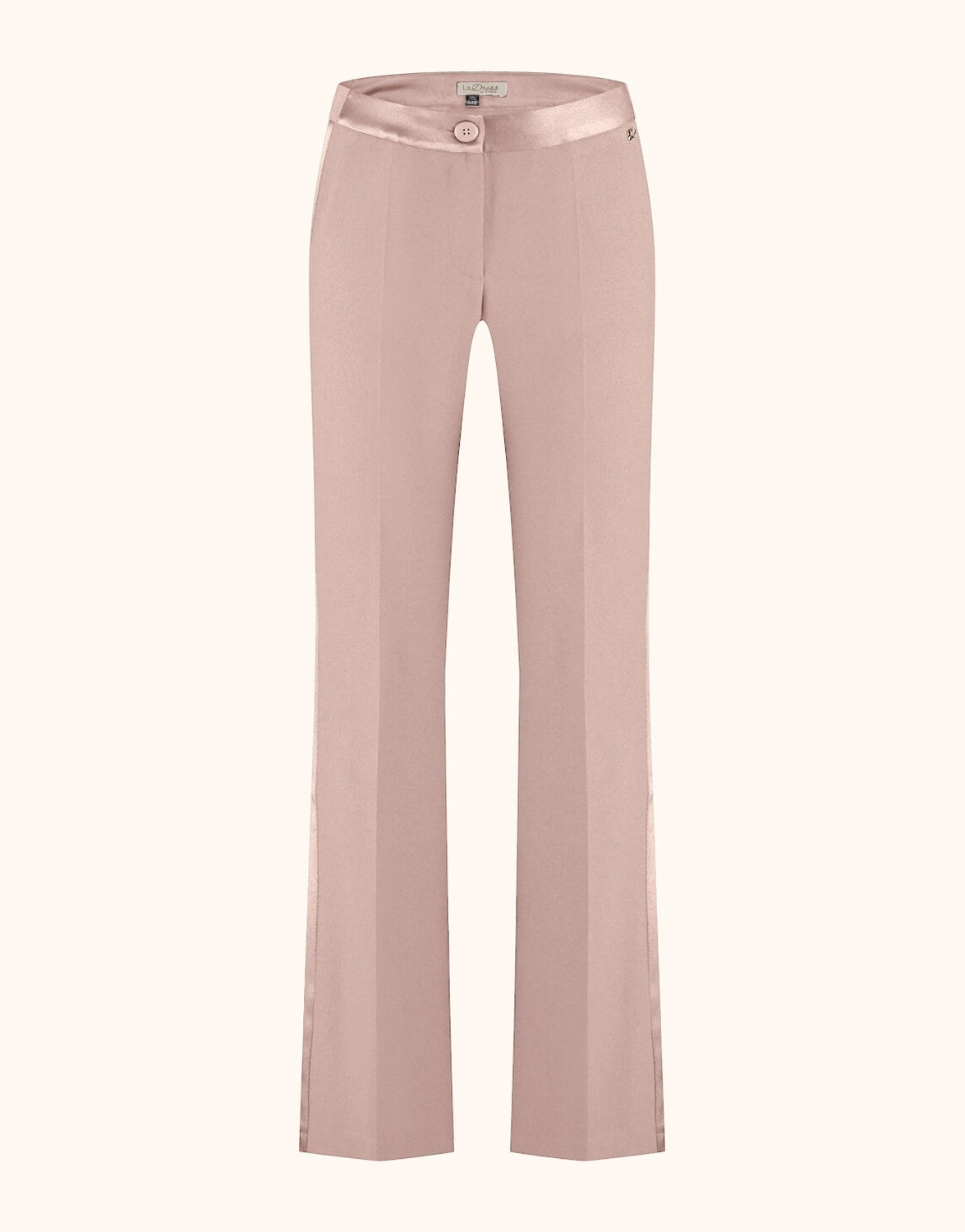 Packshot of the Palma Soft Blush trousers in crepe satin with a satin waistband.