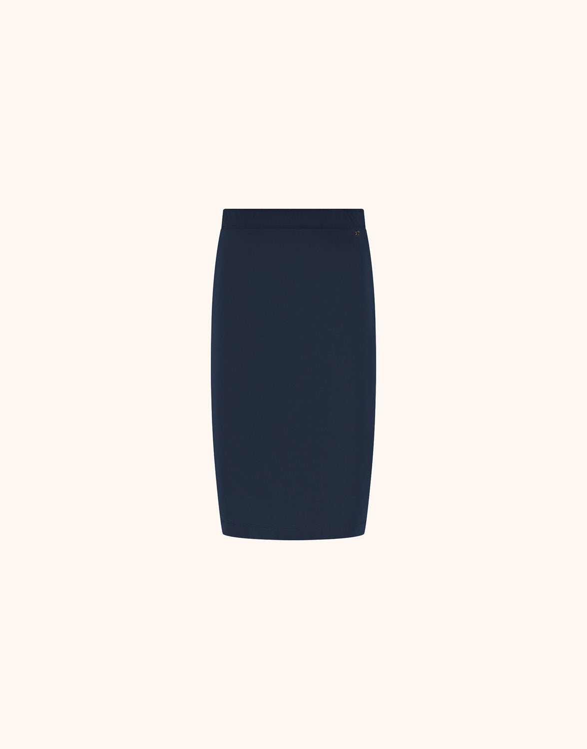 Packshot of the Odette Midnight Blue skirt in jersey lycra, a fitted pencil style.