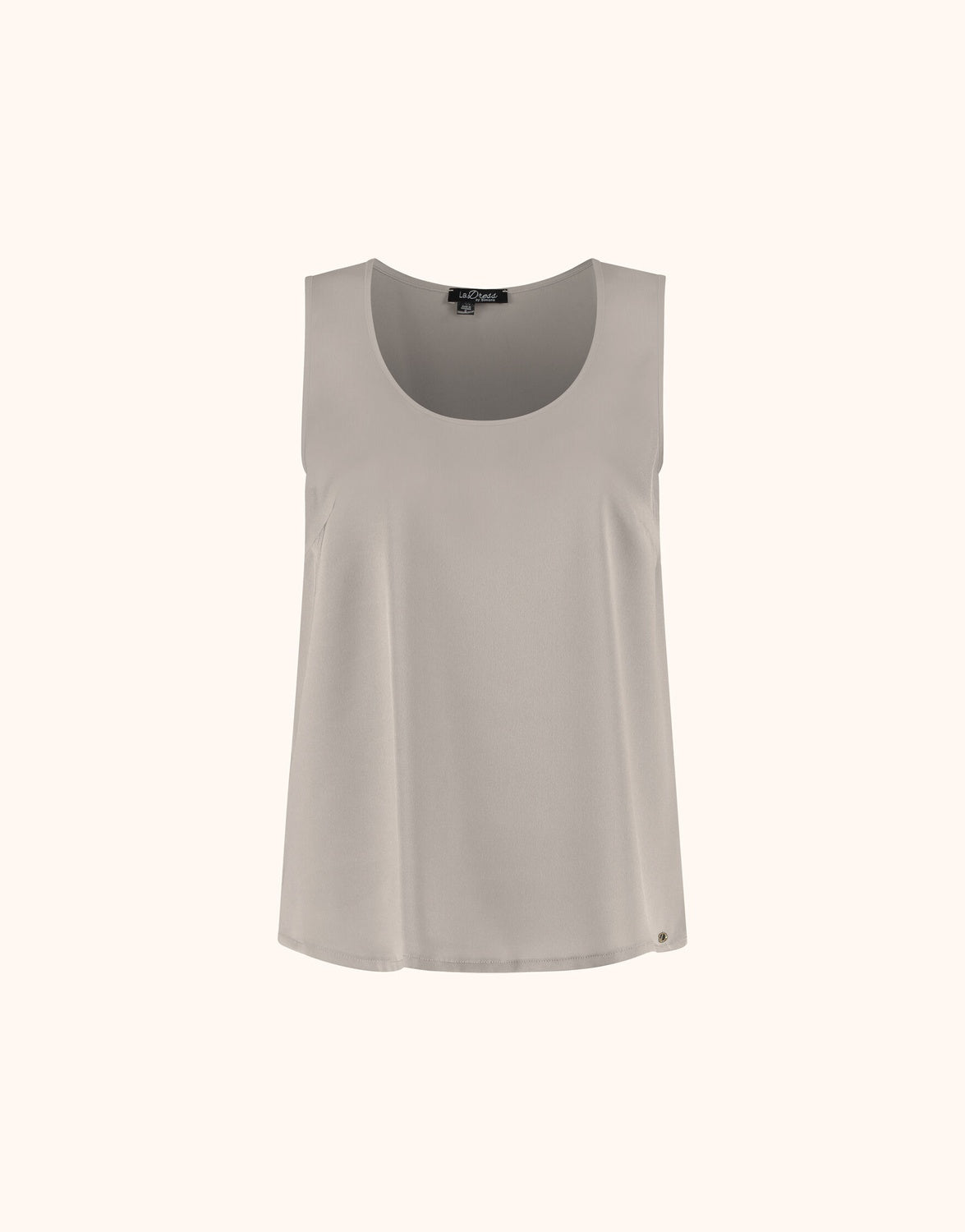Packshot of the Zelda Pebble top in satin with a scoop neck and wide armholes.