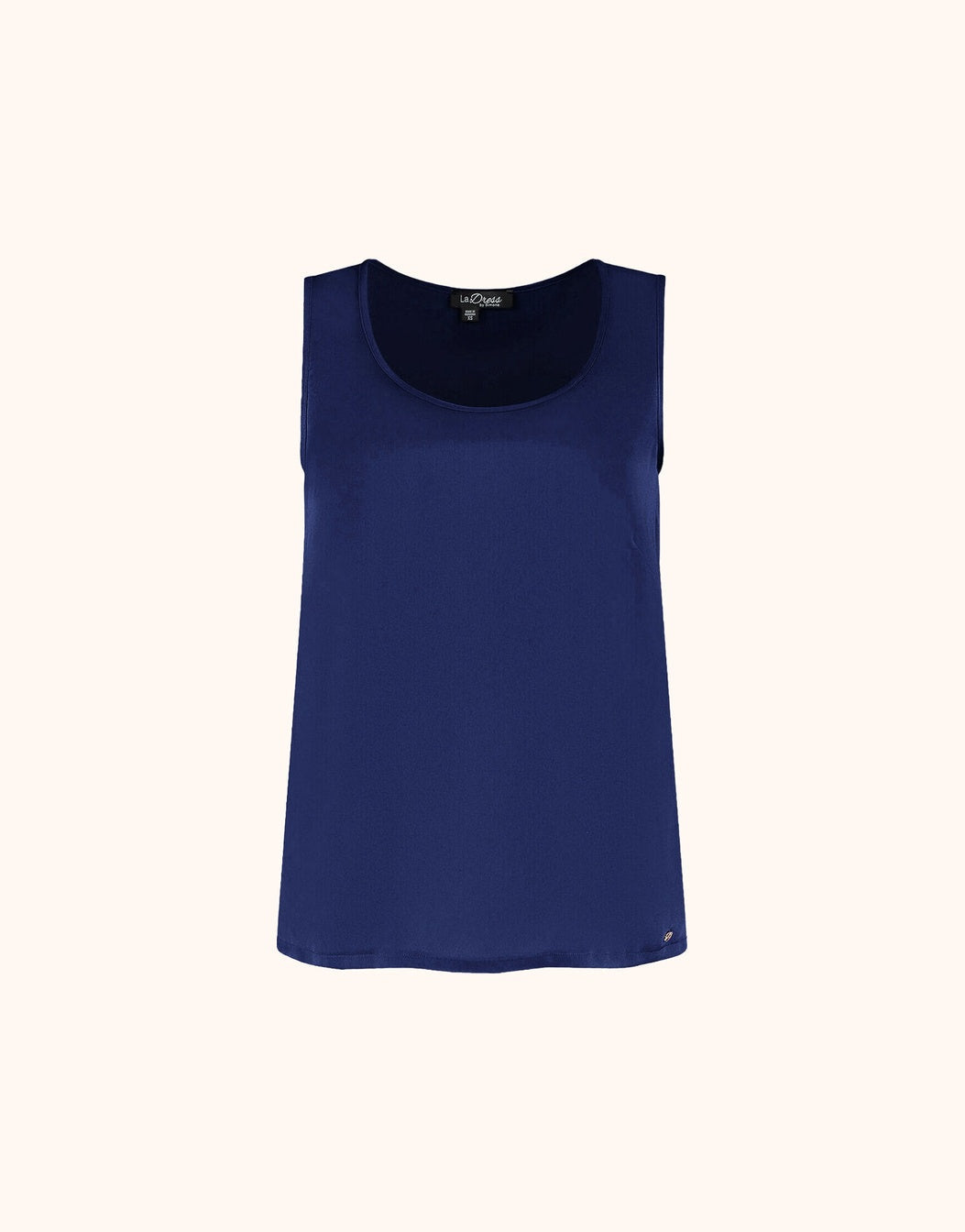 Packshot of the Zelda Sapphire Blue top in satin with a scoop neck.