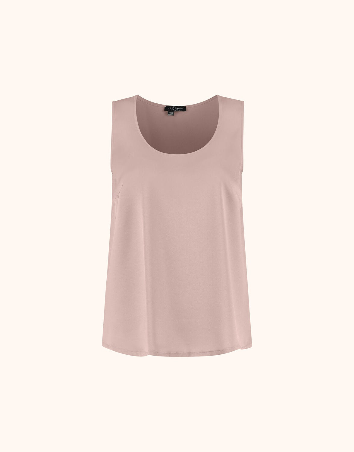 Packshot of the Zelda Soft Blush top in satin with a scoop neck and wide armholes.
