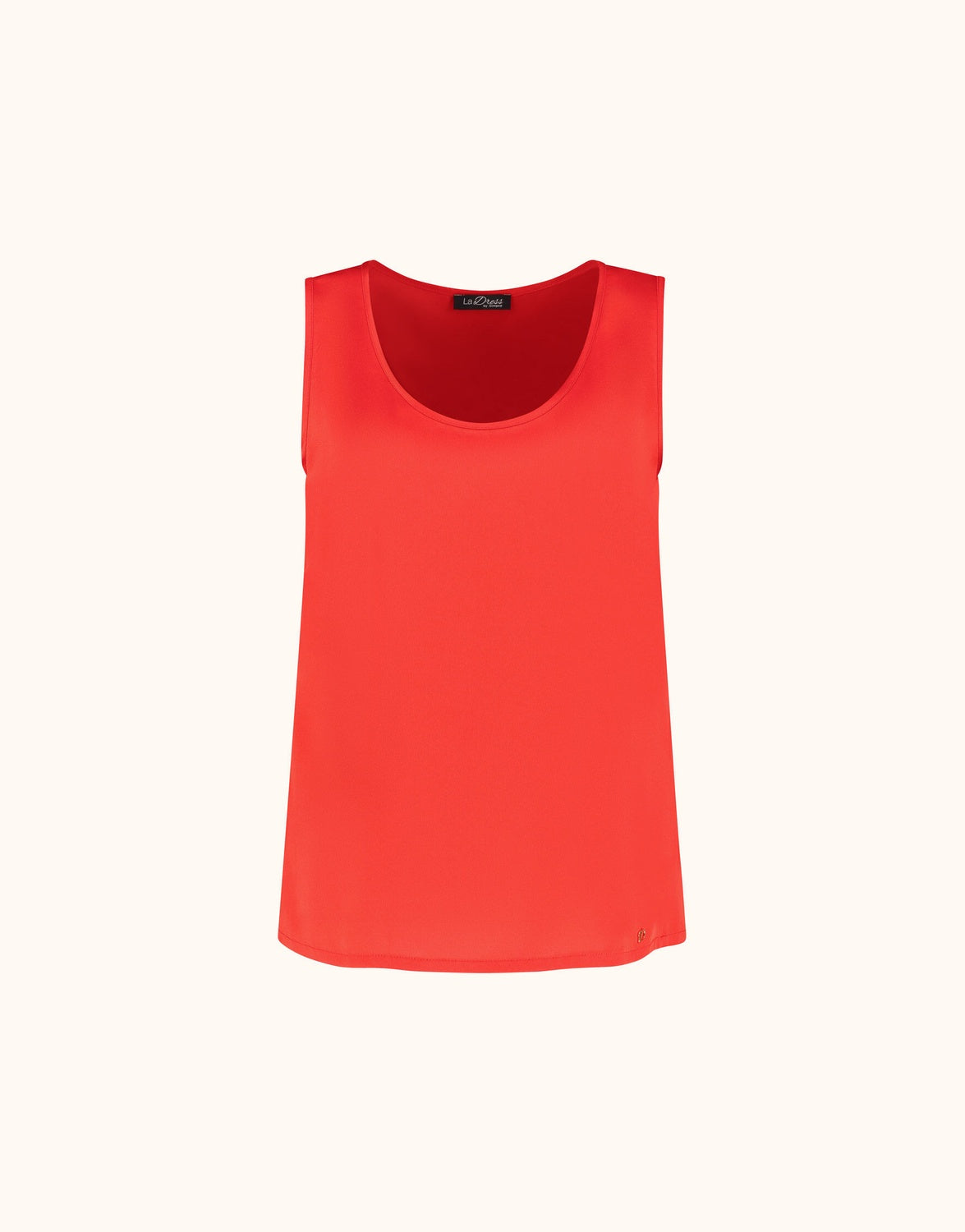 Packshot of the Zelda Hibiscus top in satin with a scoop neck and wide armholes.
