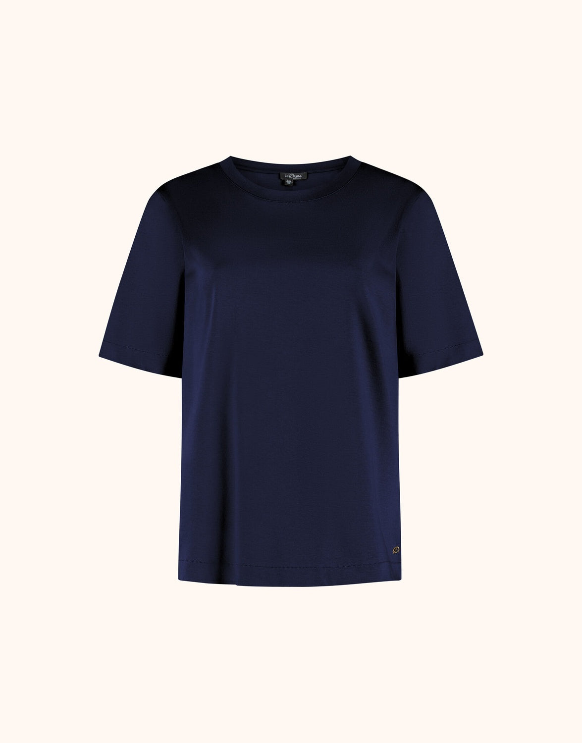 Packshot of the Faith Midnight Blue T-shirt in cotton heavy with a round neck and short sleeves.