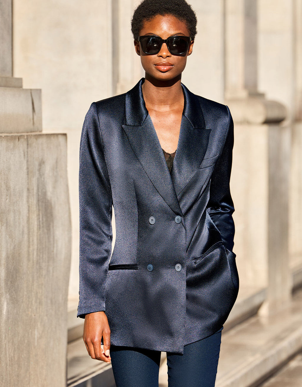 Halle Midnight Blue Satin