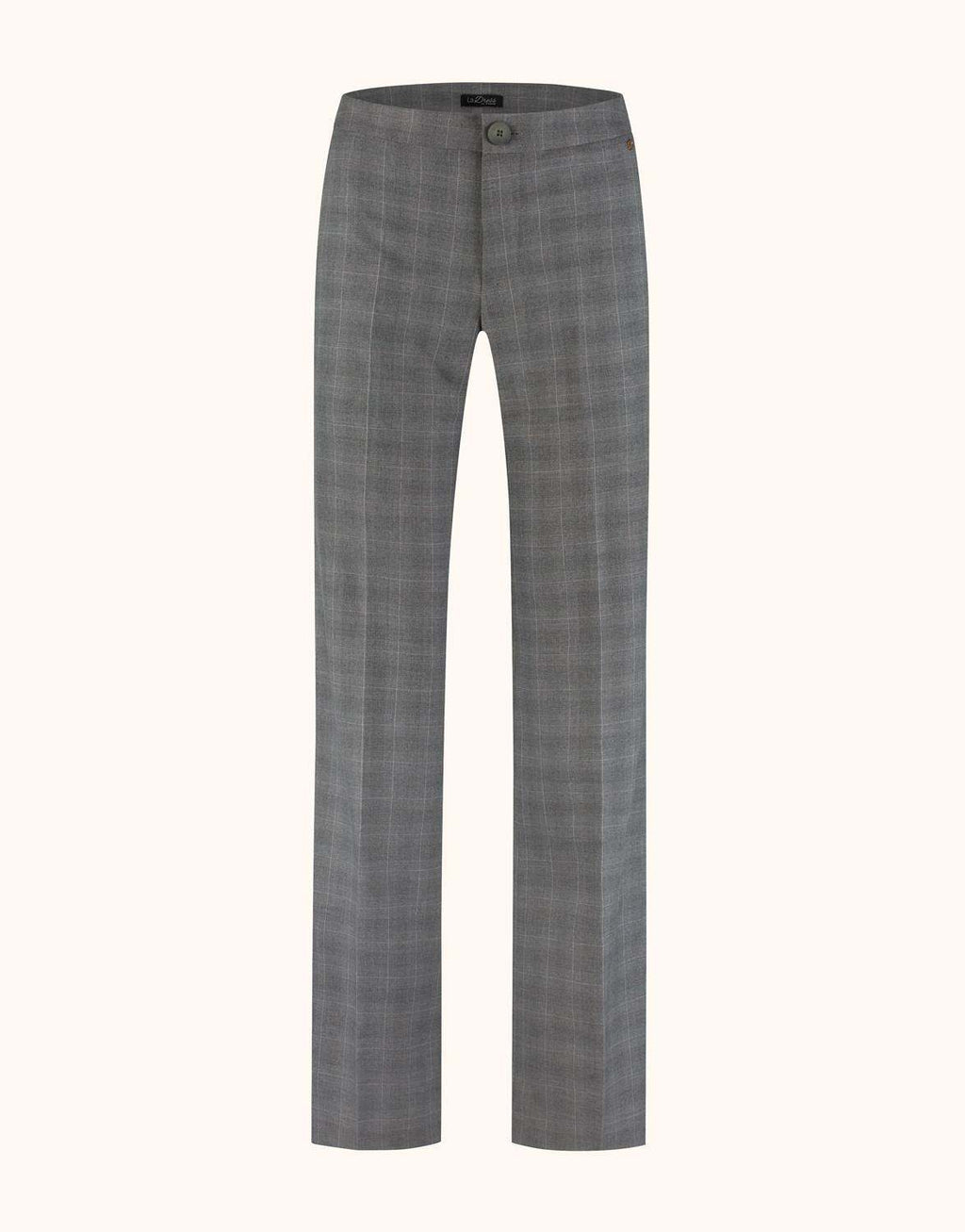 Packshot of the Naples Light Grey Check trousers in stretch woven with a checked pattern.