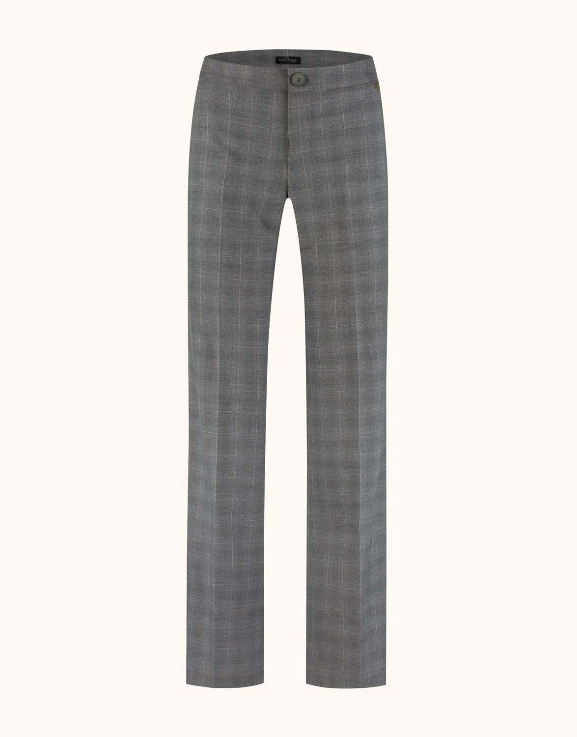 Packshot of the Naples Light Grey Check trousers in stretch woven with a checked pattern.