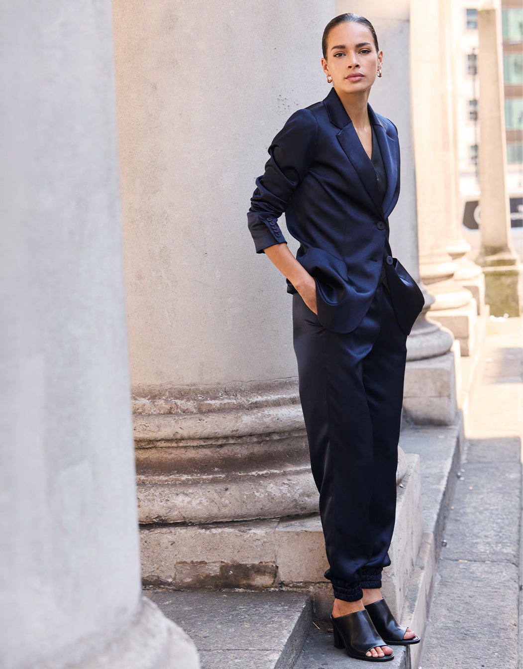 Verona Midnight Blue Satin