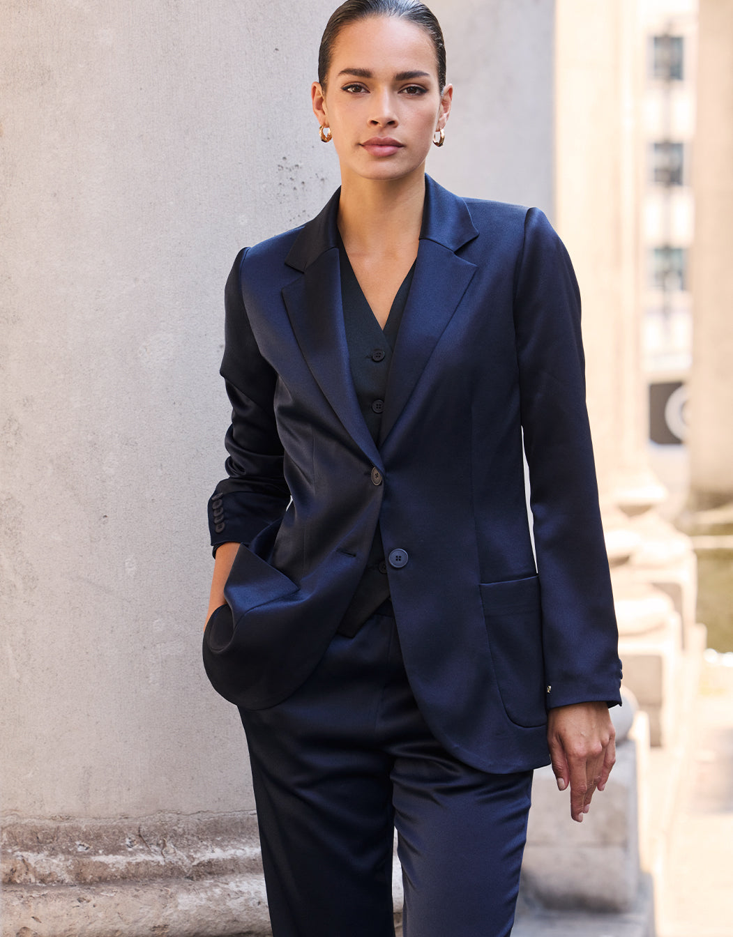 Carey Midnight Blue Satin
