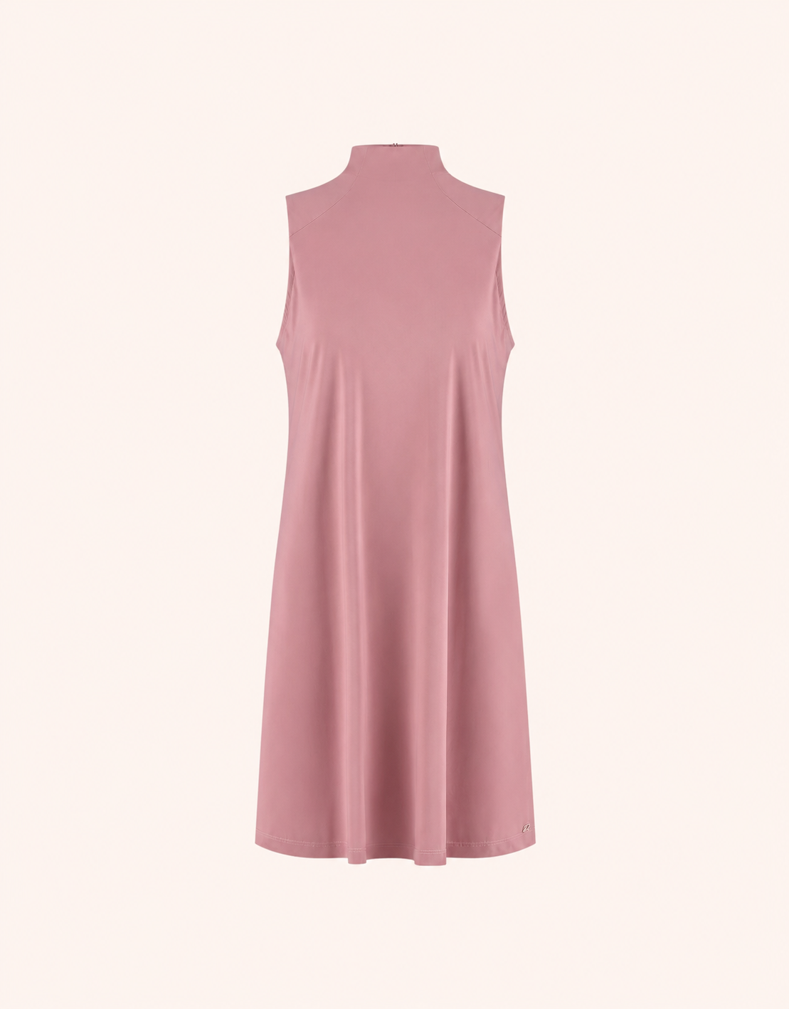 Packshot of the Celeste Dusty Pink dress in jersey lycra, sleeveless with an A-line shape.