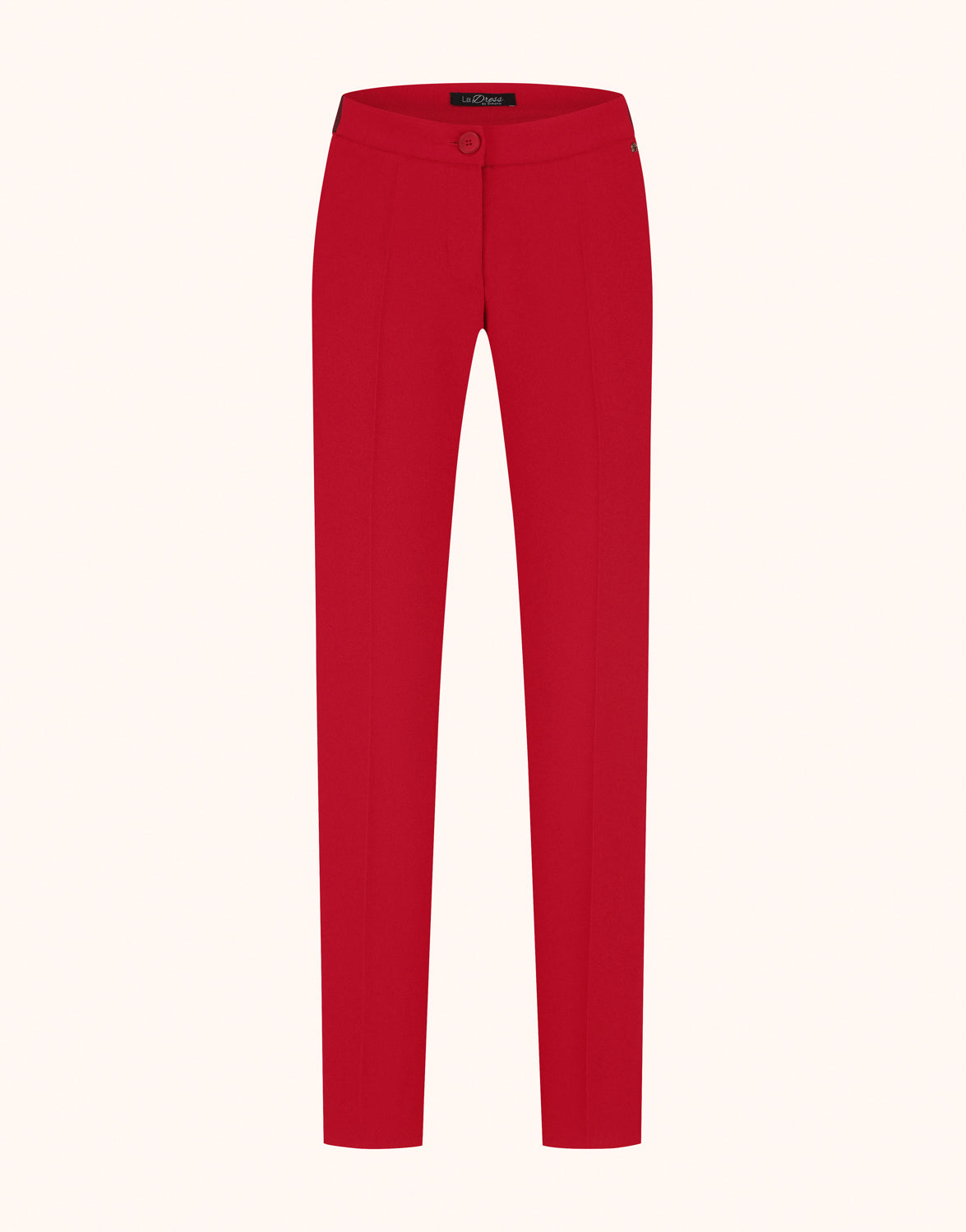 Packshot of the Seoul Raspberry Red trousers in crepe satin with a tapered leg.