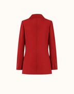 Packshot van de Carey Deep Crimson blazer van crepe satijn van achteren.