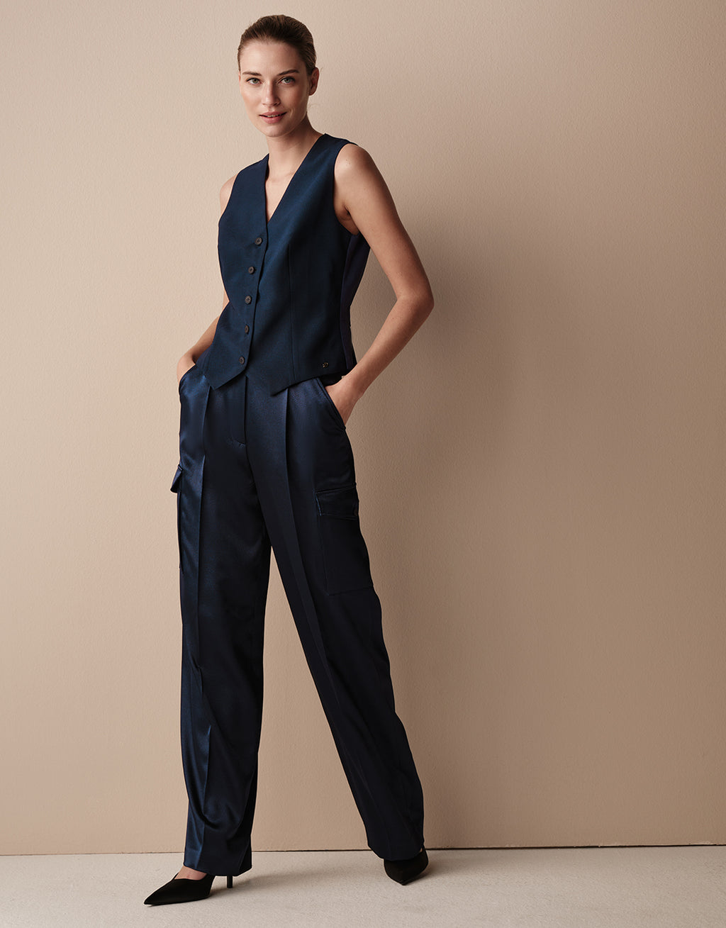 Prague Midnight Blue Satin