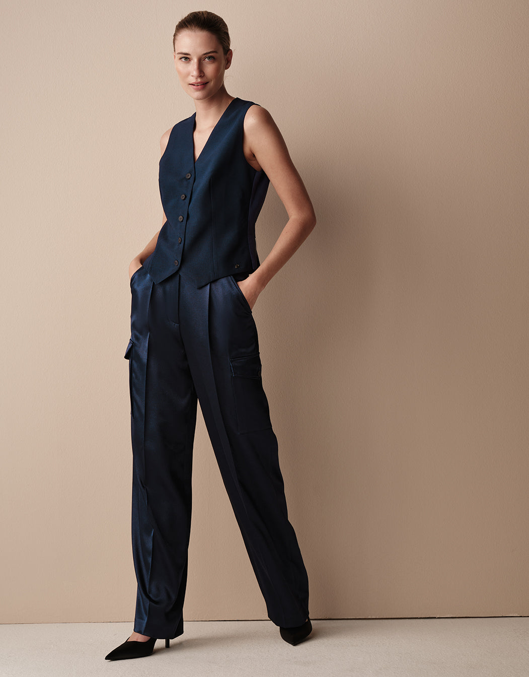 Prague Midnight Blue Satin