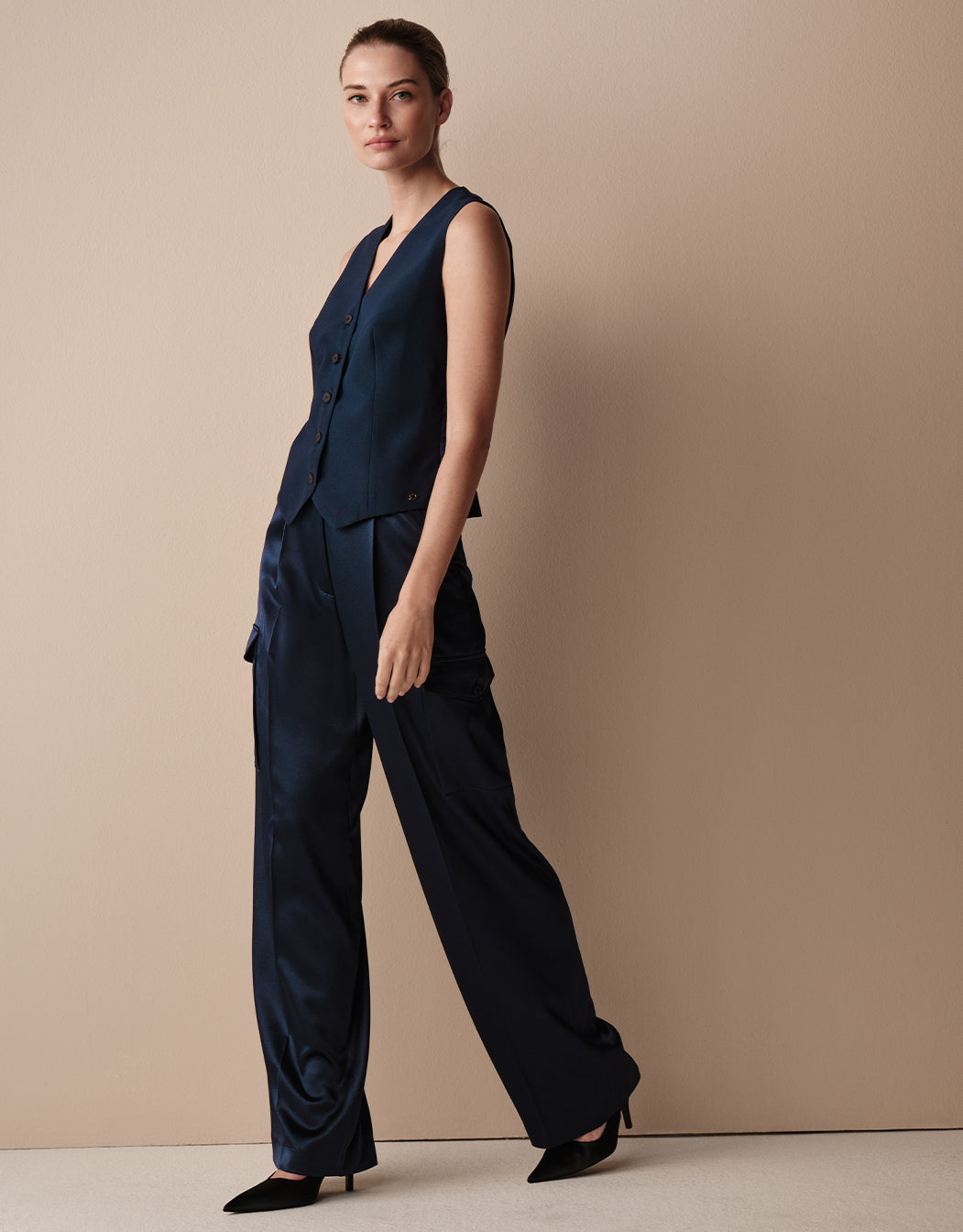 Prague Midnight Blue Satin