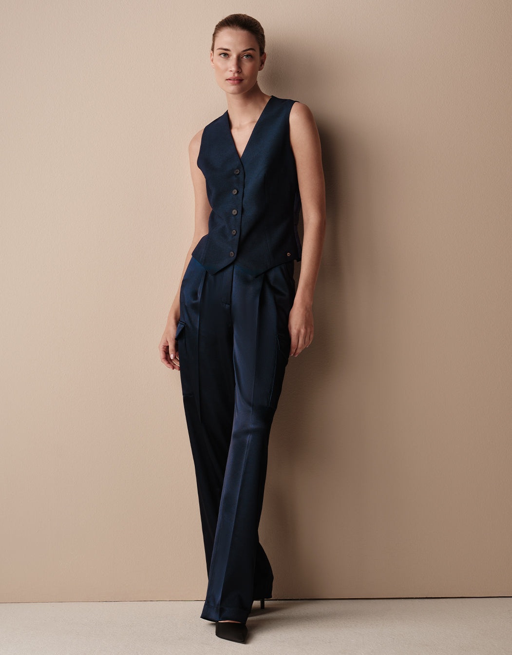 Prague Midnight Blue Satin
