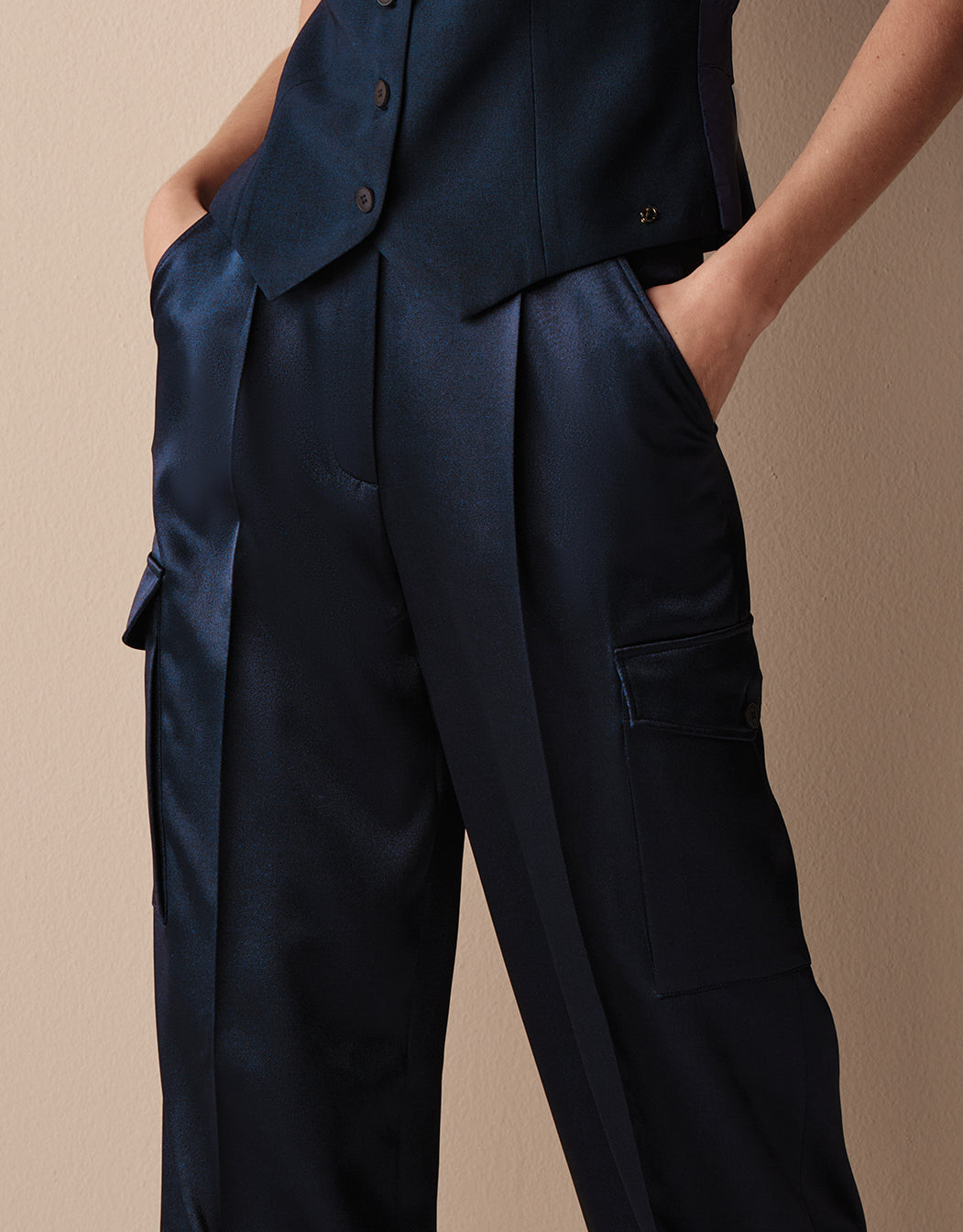 Prague Midnight Blue Satin