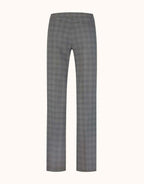 Packshot of the Naples Light Grey Check trousers in stretch woven seen from the back.