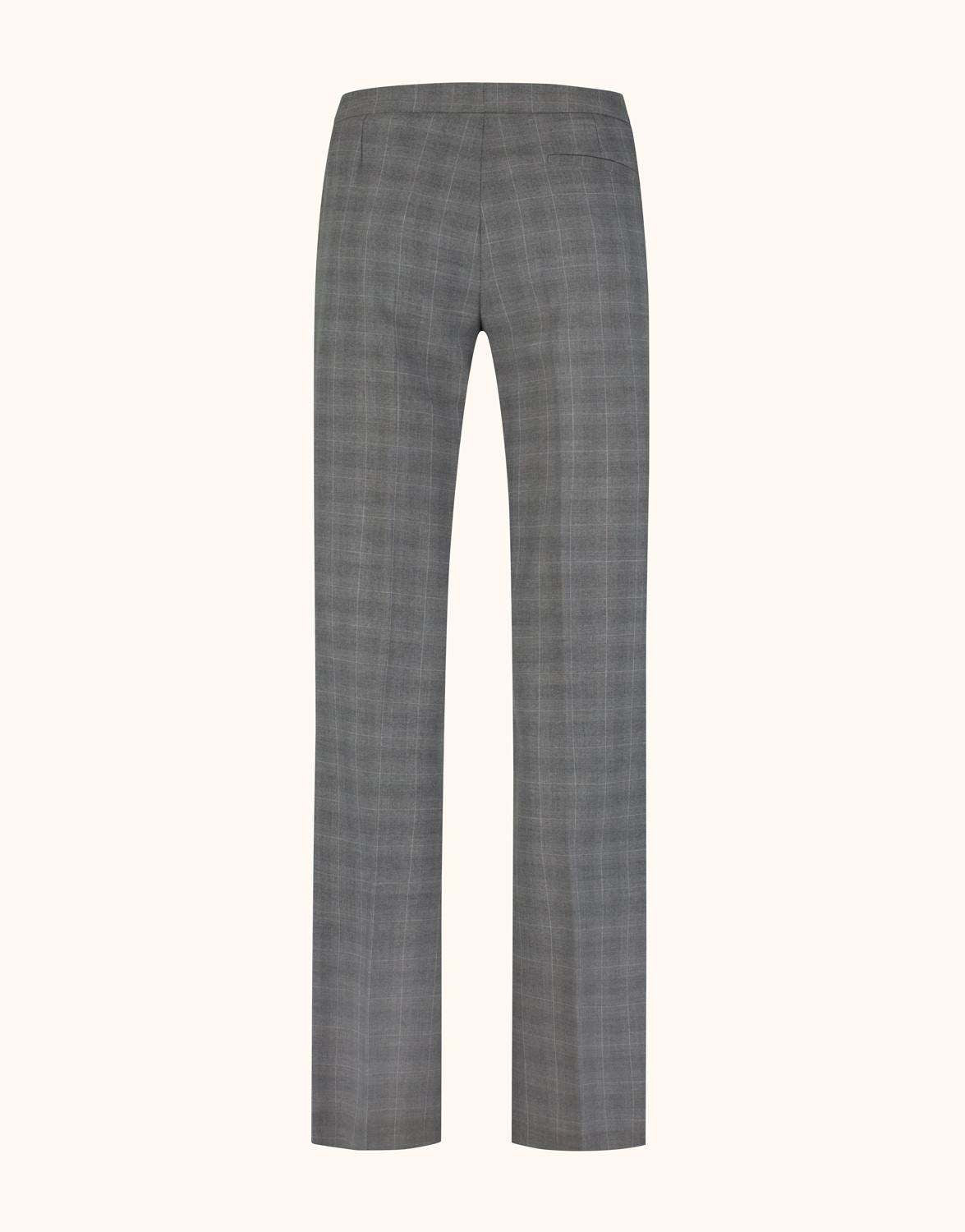 Packshot of the Naples Light Grey Check trousers in stretch woven seen from the back.