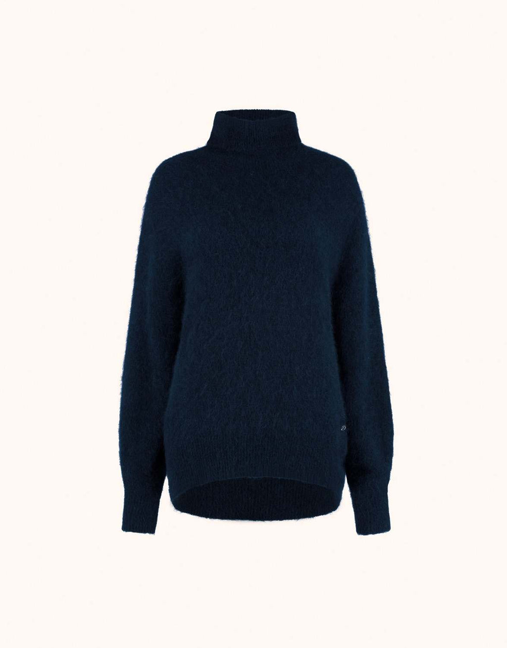 Packshot of the Giovanna Midnight Blue jumper in alpaca blend with a turtleneck.