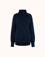 Packshot of the Giovanna Midnight Blue jumper in alpaca blend with a turtleneck.