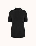 Packshot des Willow Black Pullovers aus Alpaka-Mischung mit einem Rollkragen und kurzen Ärmeln.