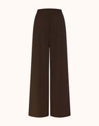 Packshot of the Savona Espresso trousers in jersey lycra with a wide palazzo leg.