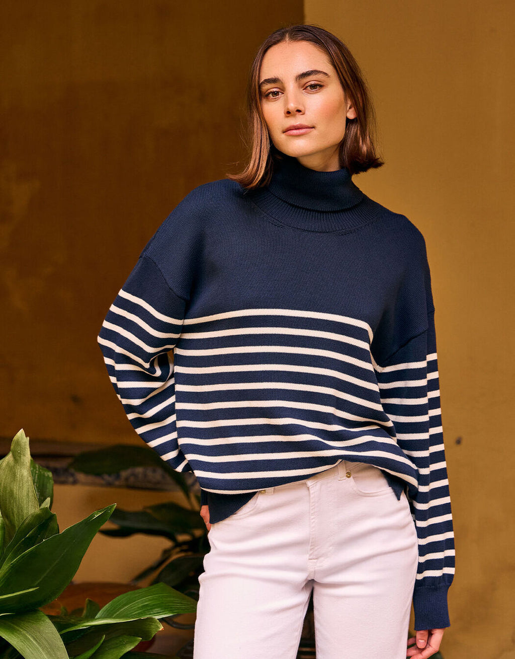 Cecile Midnight Blue Ivory Stripe