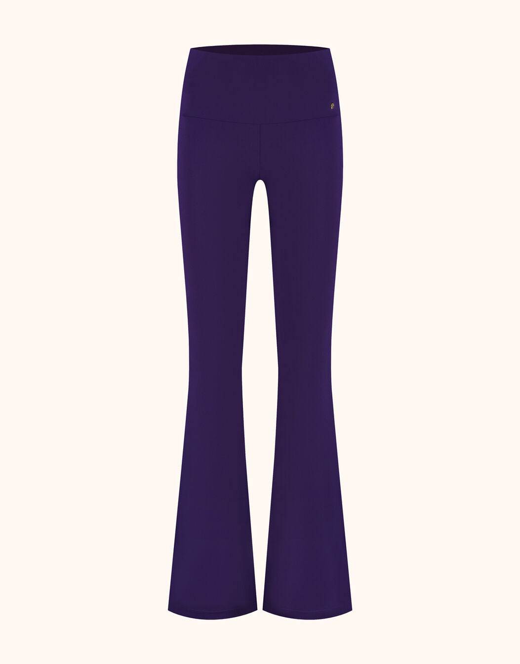 Packshot of the Durban Purple Night trousers in jersey lycra with a wide waistband.
