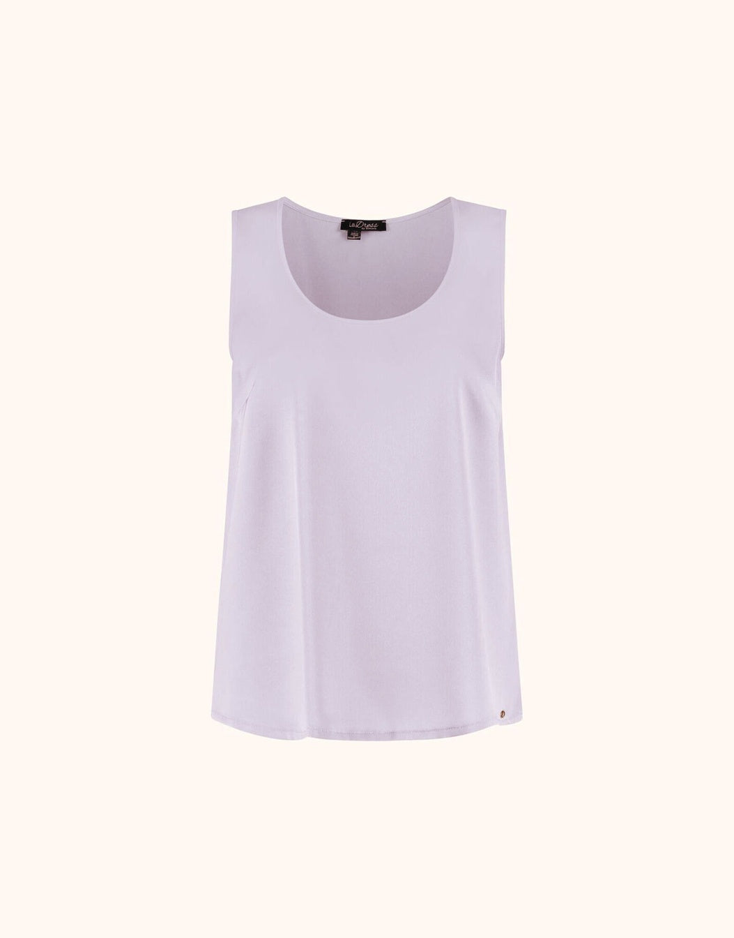 Packshot of the Zelda Faded Violet top in satin with a scoop neck and wide armholes.