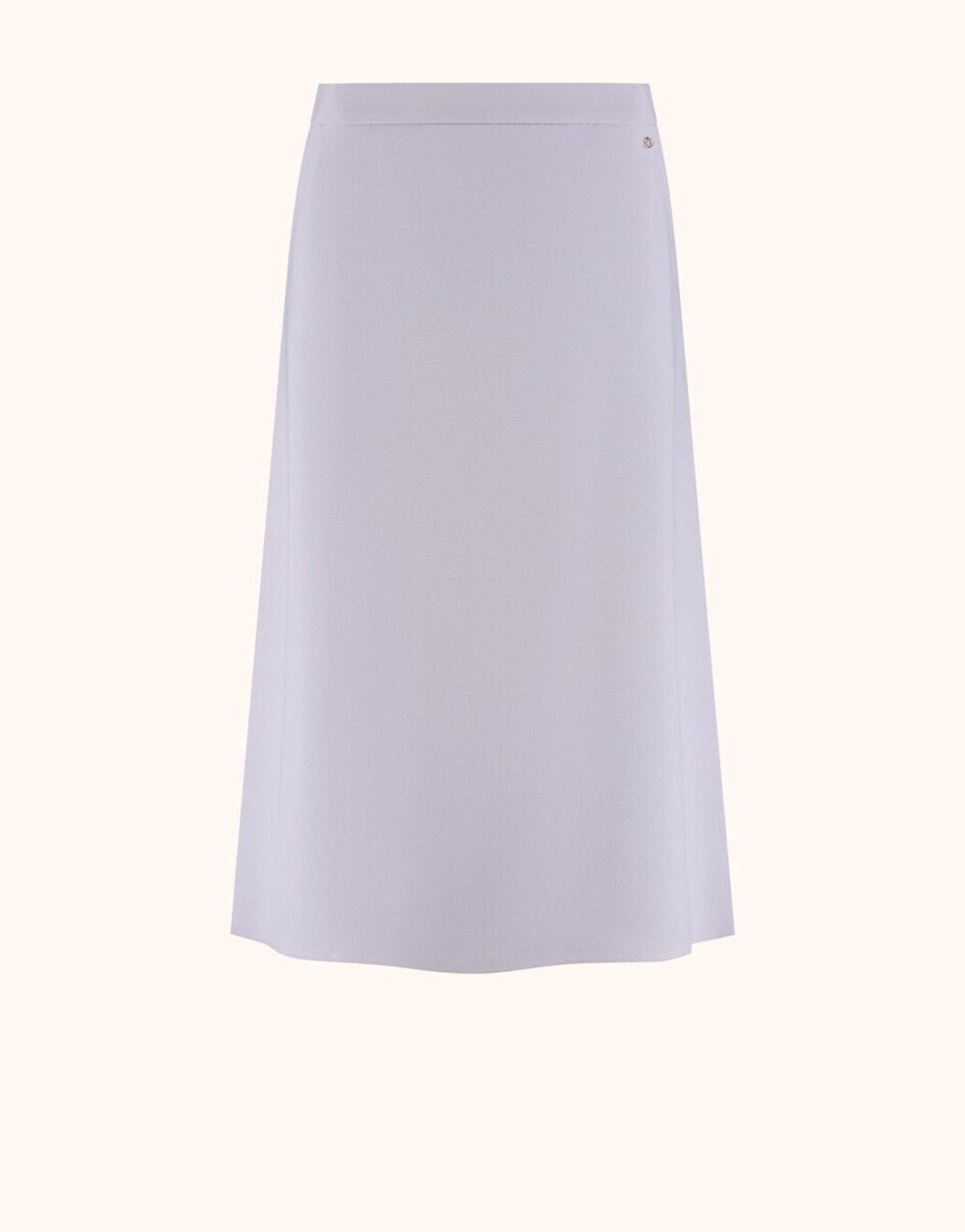 Packshot of the Aya Faded Violet midi skirt in crepe satin with an A line shape.