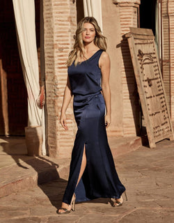 Selina Midnight Blue Satin