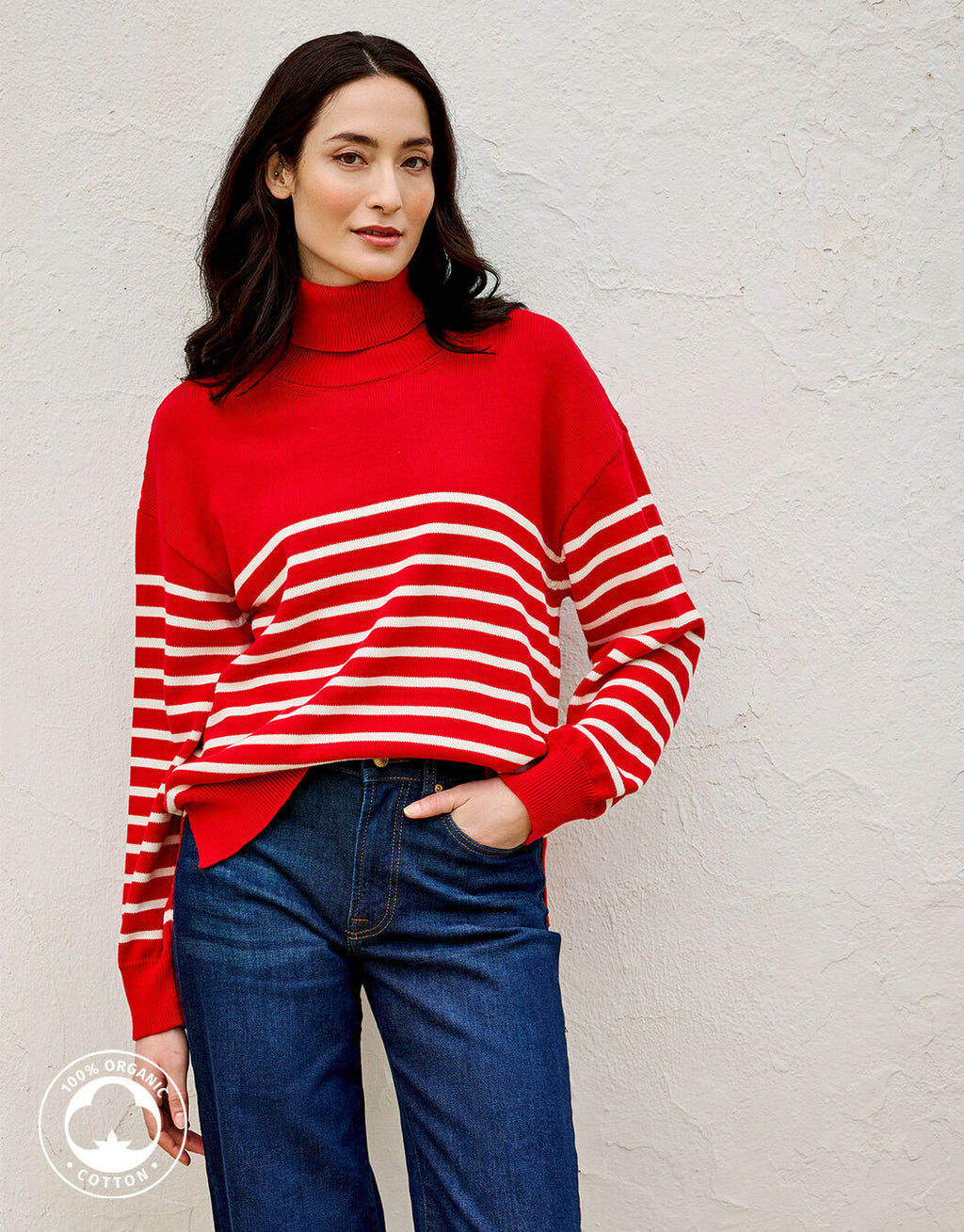 Cecile Red Ivory Stripe