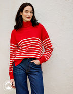 Cecile Red Ivory Stripe
