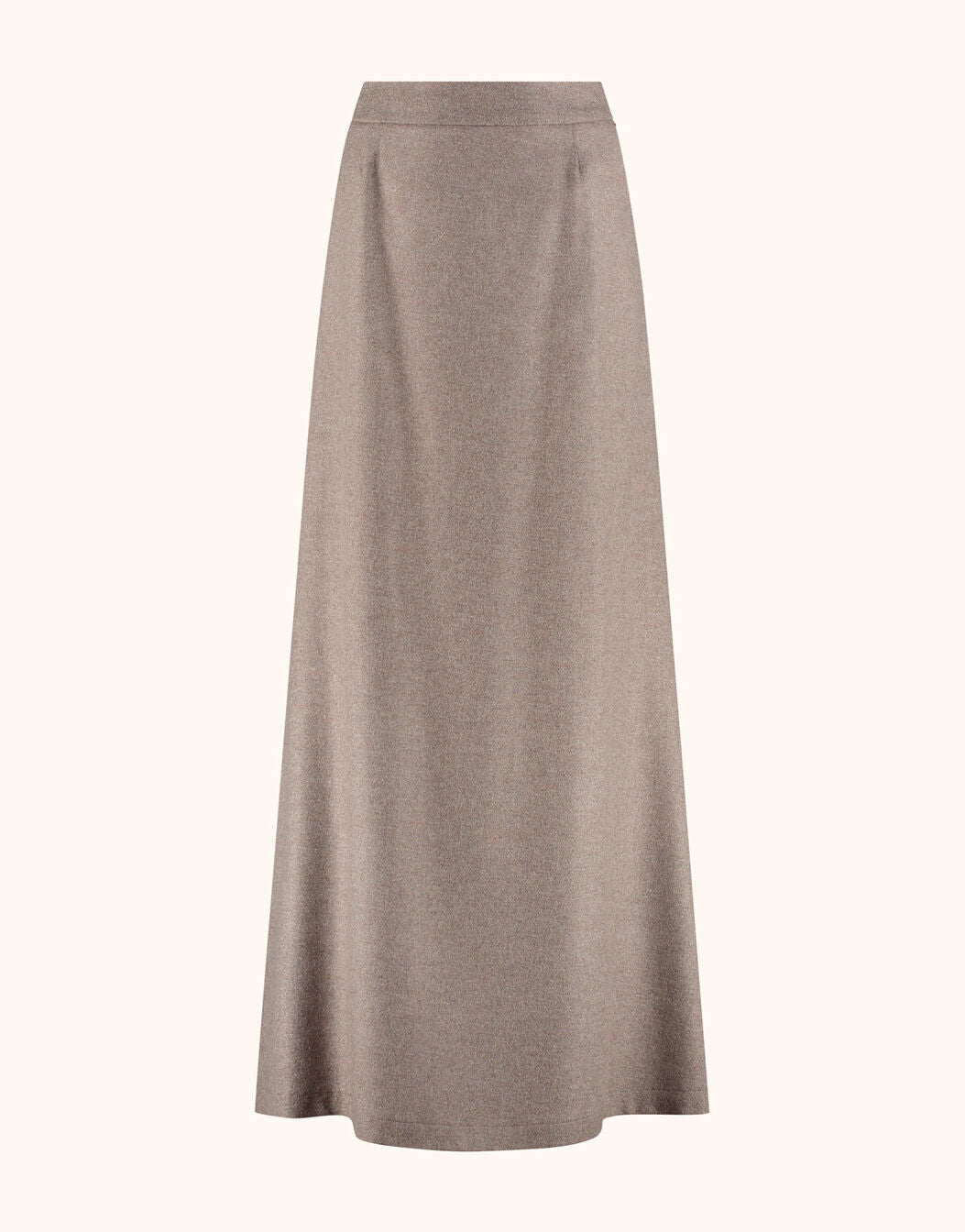 Packshot of the Sabina Beige Toffee skirt in viscose wool blend, a long straight style.