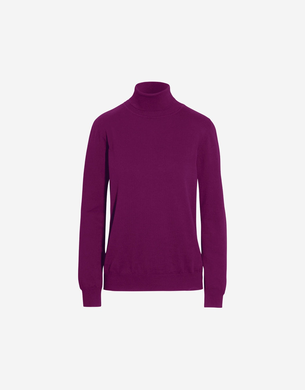 Packshot of the Jackie Mulberry jumper in organic certified cotton with a roll neck.