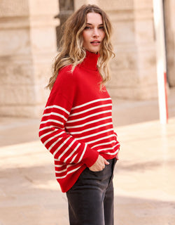 Cecile Red Ivory Stripe