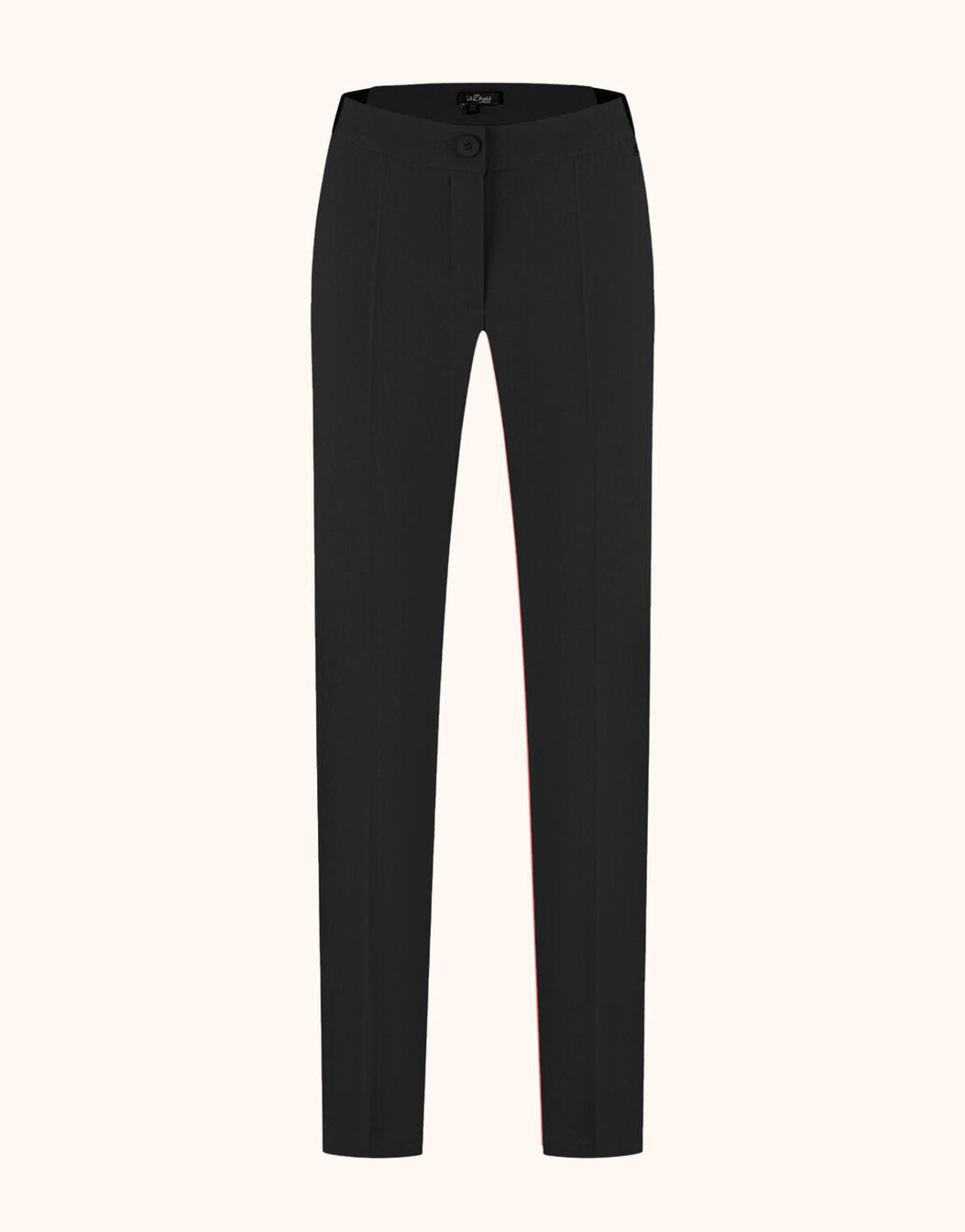 Packshot of the Seoul Black trousers in crepe satin with a tapered leg.